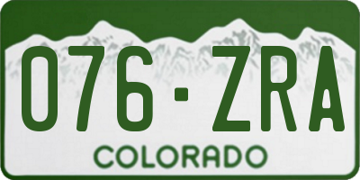 CO license plate 076ZRA