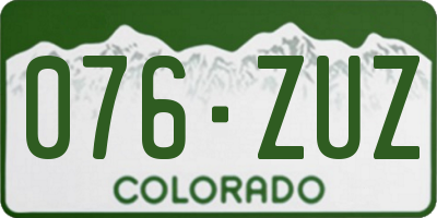 CO license plate 076ZUZ