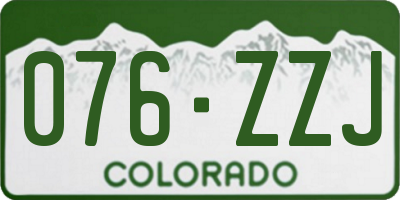 CO license plate 076ZZJ