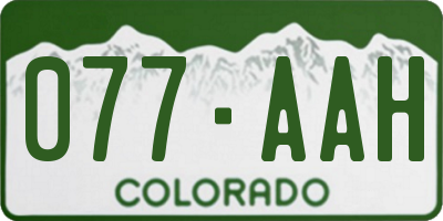 CO license plate 077AAH