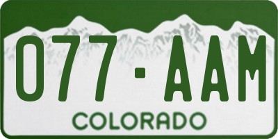 CO license plate 077AAM