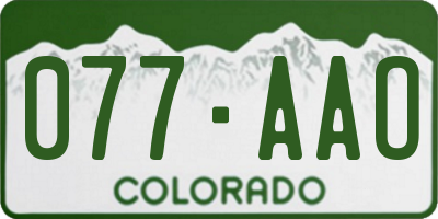 CO license plate 077AAO
