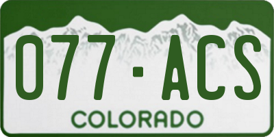 CO license plate 077ACS