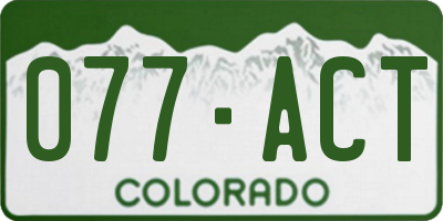 CO license plate 077ACT