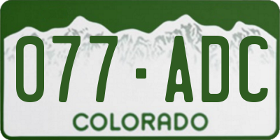CO license plate 077ADC