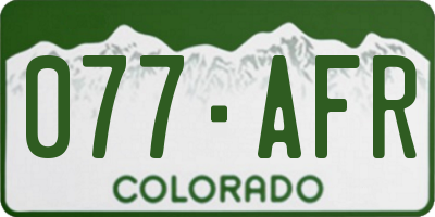 CO license plate 077AFR