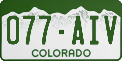 CO license plate 077AIV
