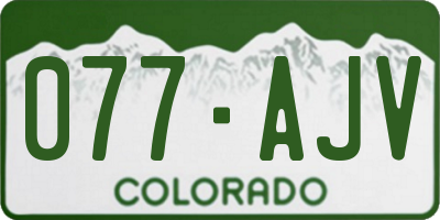 CO license plate 077AJV