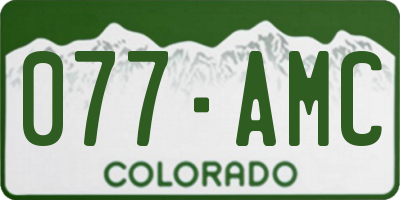 CO license plate 077AMC