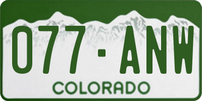 CO license plate 077ANW