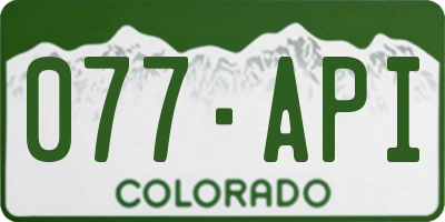 CO license plate 077API