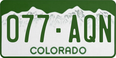 CO license plate 077AQN