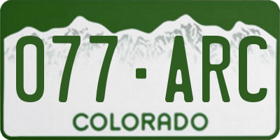 CO license plate 077ARC