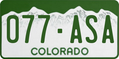 CO license plate 077ASA