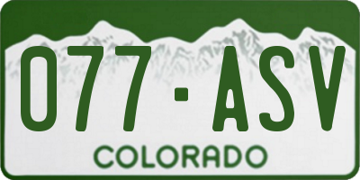 CO license plate 077ASV