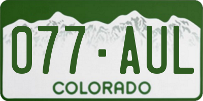 CO license plate 077AUL