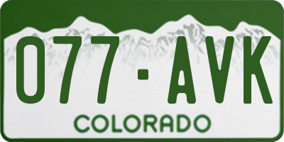 CO license plate 077AVK