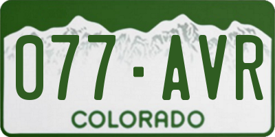 CO license plate 077AVR