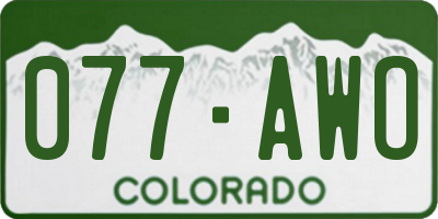 CO license plate 077AWO