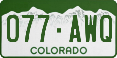 CO license plate 077AWQ