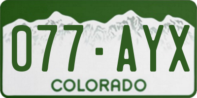 CO license plate 077AYX