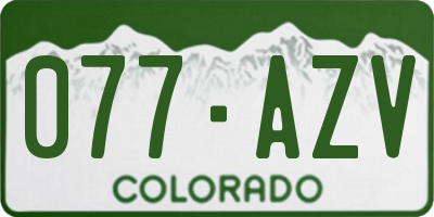 CO license plate 077AZV