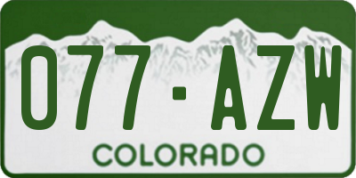 CO license plate 077AZW