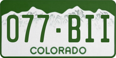 CO license plate 077BII