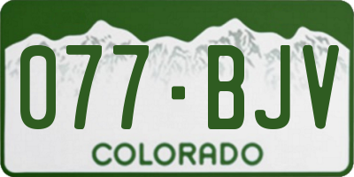 CO license plate 077BJV