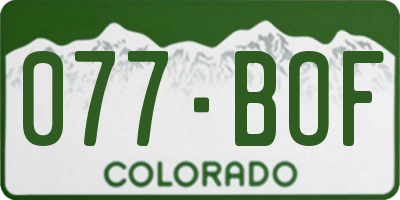 CO license plate 077BOF