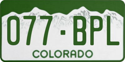 CO license plate 077BPL