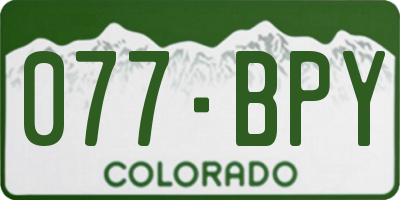 CO license plate 077BPY