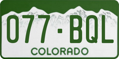 CO license plate 077BQL