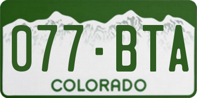 CO license plate 077BTA