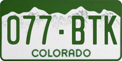 CO license plate 077BTK