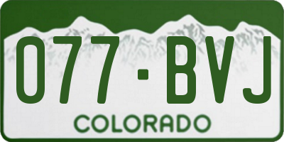 CO license plate 077BVJ