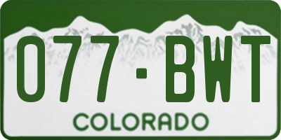 CO license plate 077BWT