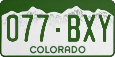 CO license plate 077BXY