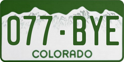 CO license plate 077BYE