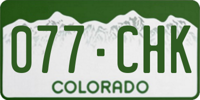 CO license plate 077CHK