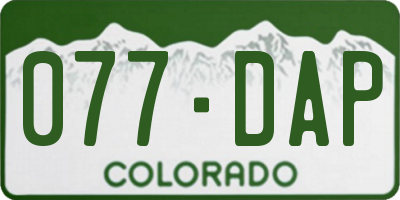 CO license plate 077DAP