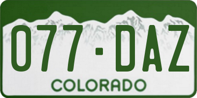 CO license plate 077DAZ