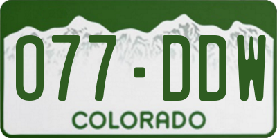 CO license plate 077DDW