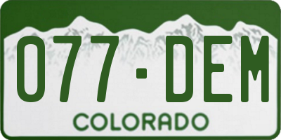 CO license plate 077DEM