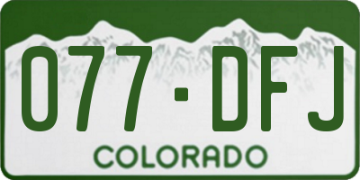 CO license plate 077DFJ