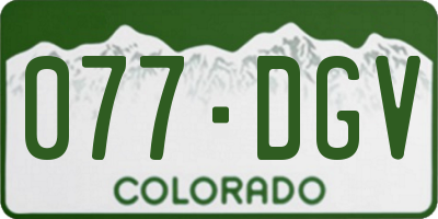 CO license plate 077DGV