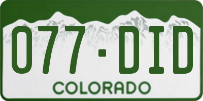 CO license plate 077DID