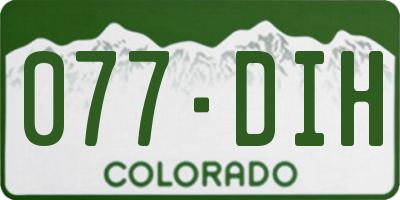 CO license plate 077DIH