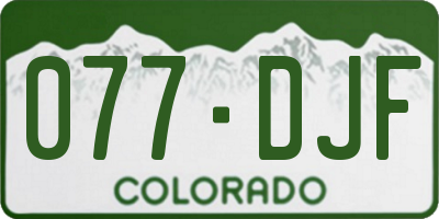 CO license plate 077DJF