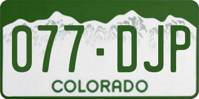 CO license plate 077DJP